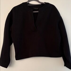 Banana Republic Black Long Sleeve Scuba Split Neck Sweatshirt S EUC